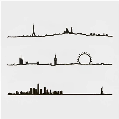 Personalizzat Il-Linja City Skyline Silhouette Aluminju Stainless Steel Dekorazzjonijiet